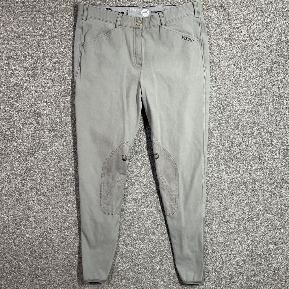 Pikeur Lugana Gray Knee Patch Breeches Womens 32L Equestrian Riding Pants 88